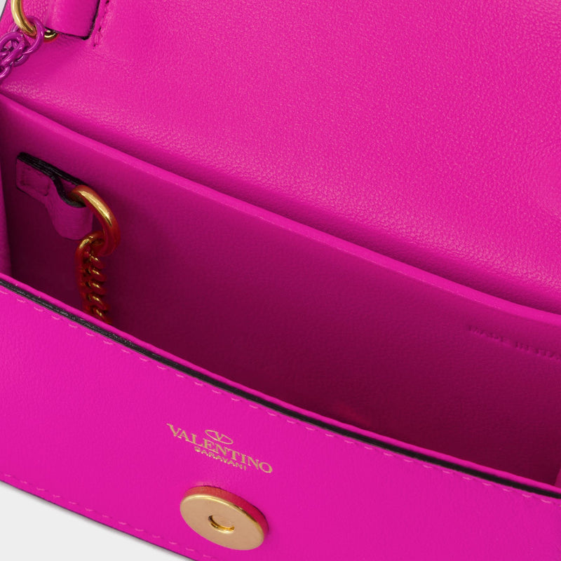 Valentino Pink/Blue Calfskin Leather VRing Small Shoulder Bag