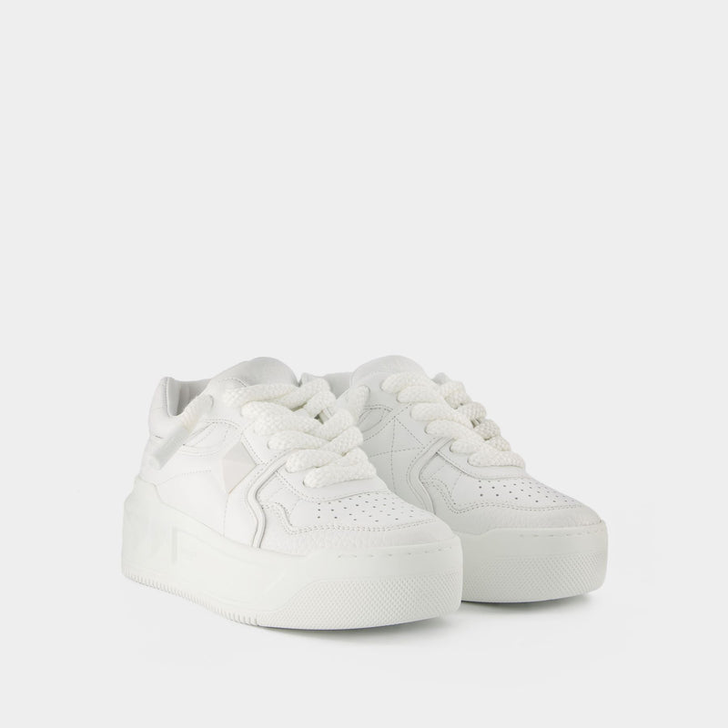 One Stud XL Sneaker in White Leather