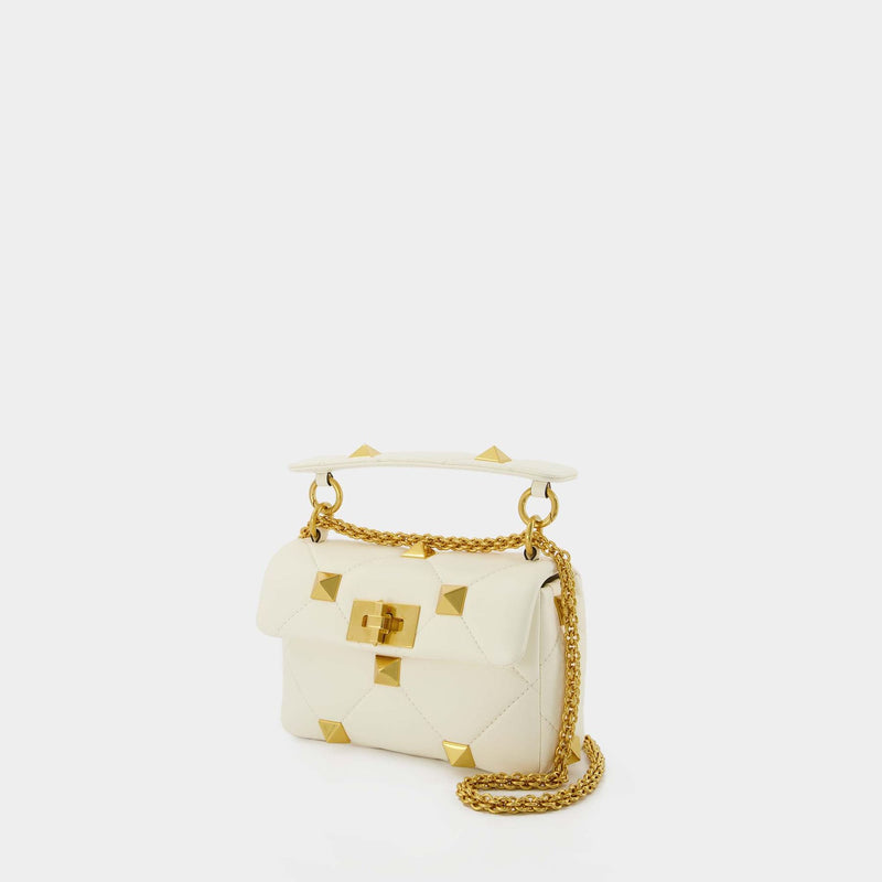 Roman Stud Small Hobo Bag - Valentino Garavani -  Ivory - Leather