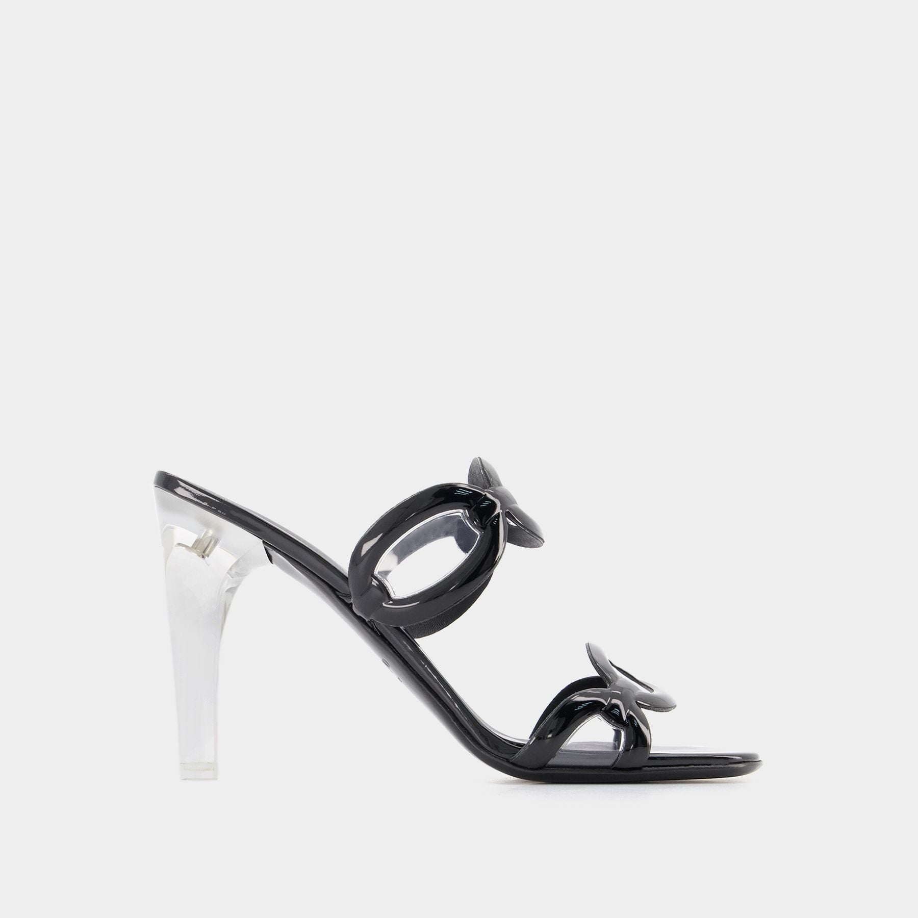 VALENTINO GARAVANI ◆ Chain 1967 Leather Sandal Chain 1967 T.100 Sandals - Valentino Garavani - Black - Brass