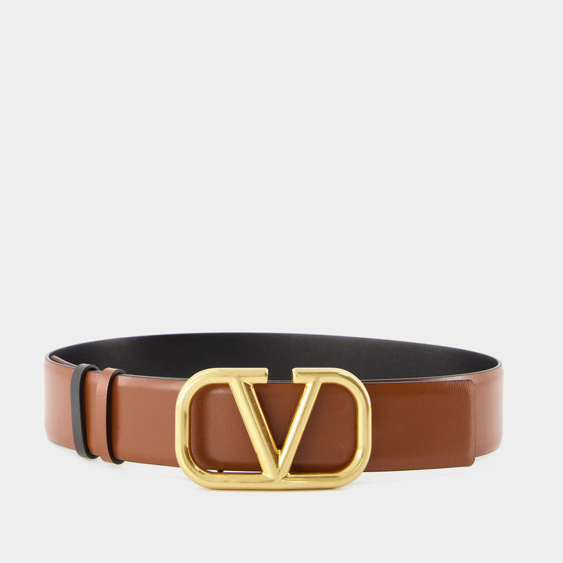 Reversible Vlogo Belt - Valentino Garavani - Black - Leather