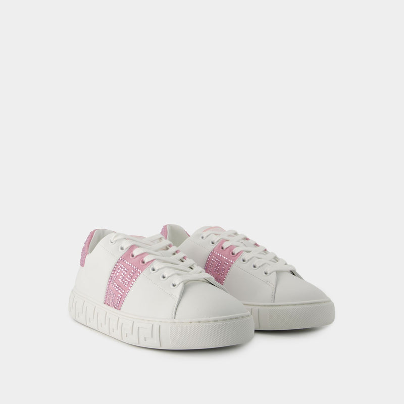 La Greca Sneakers - Versace - Leather - White/Pink