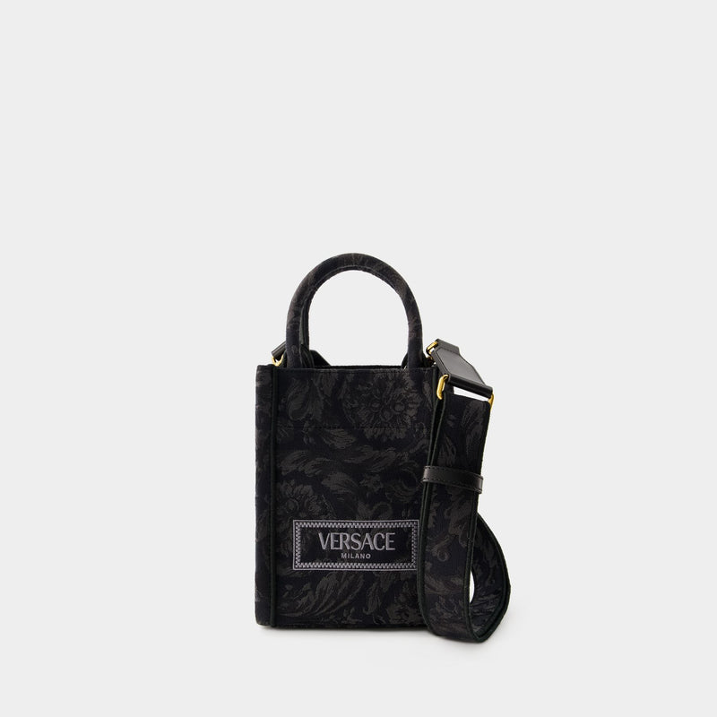 Athena Mini Tote Bag - Versace - Cotton - Black