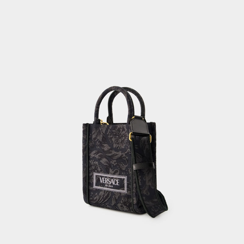 Athena Mini Tote Bag - Versace - Cotton - Black
