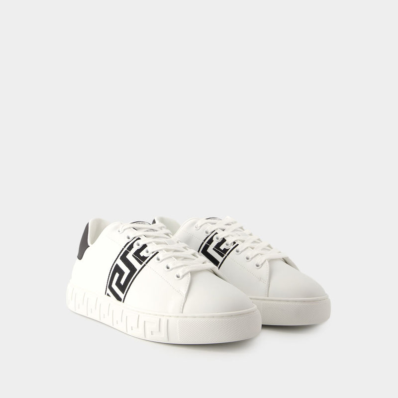 Greca Sneakers - Versace - Leather - White
