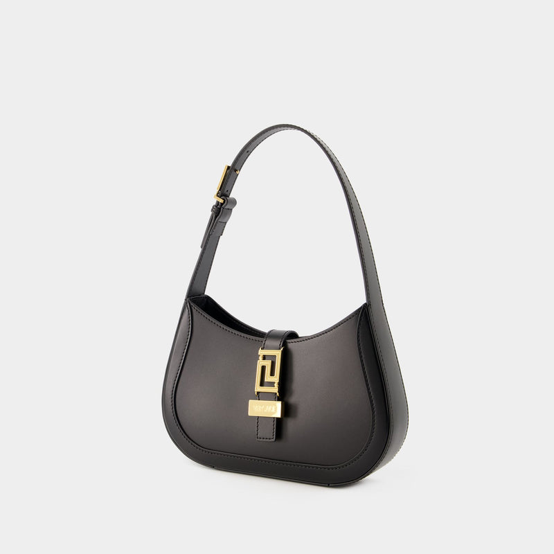 Greca Goddess Small Hobo Bag - Versace - Leather - Black