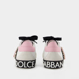 Portofino Sneakers - Dolce&Gabbana - Leather - White/ Rosa Confetto