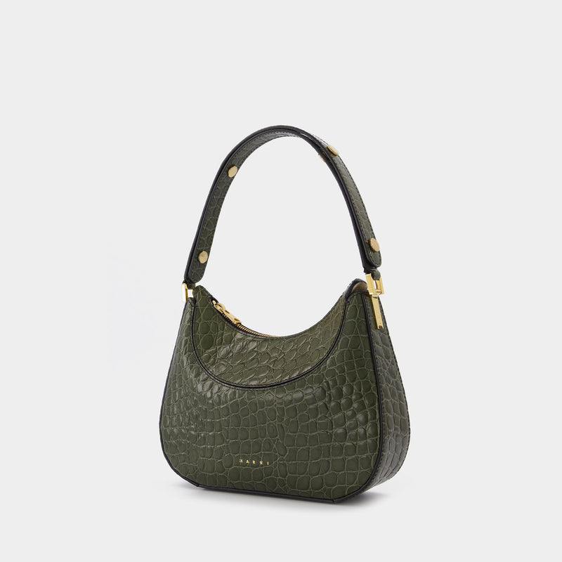 Milano Hobo Bag Mini in Khaki Leather