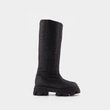 Tall Puffer Boots in Black Poly