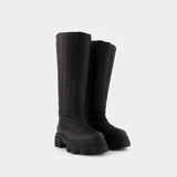 Tall Puffer Boots in Black Poly