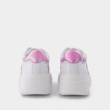 Rebel H562 Allacciato Sneakers in White and Pink Leather
