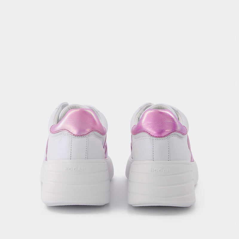 Rebel H562 Allacciato Sneakers in White and Pink Leather