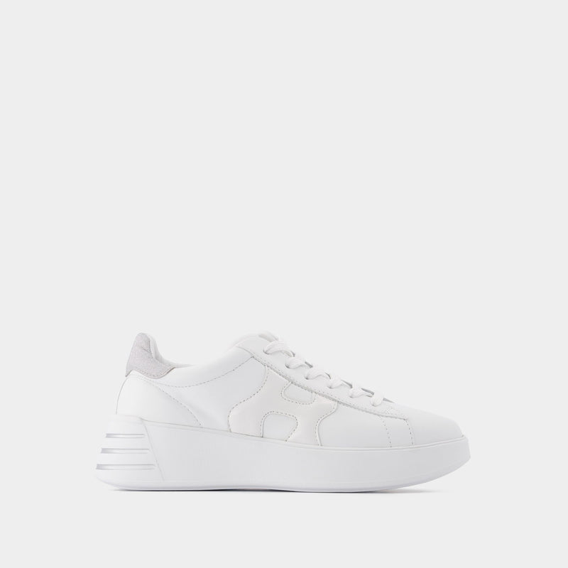 Rebel H564 Allacciato Sneakers in White Leather