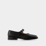 Mary Jane Tabi Flat Shoes - Maison Margiela - Black - Leather