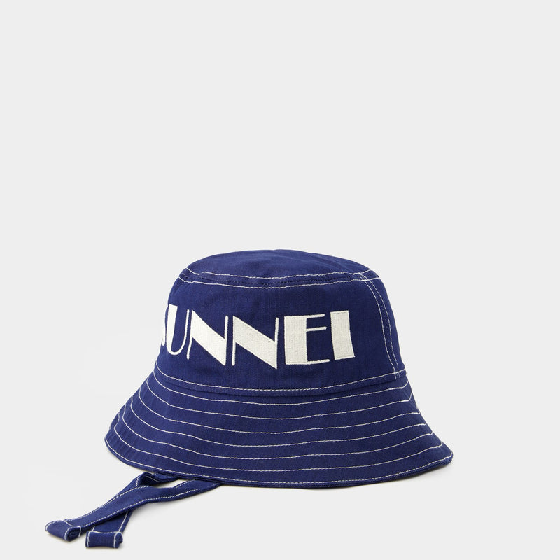 W Strings Bucket Hat - Sunnei - Cotton - Blue