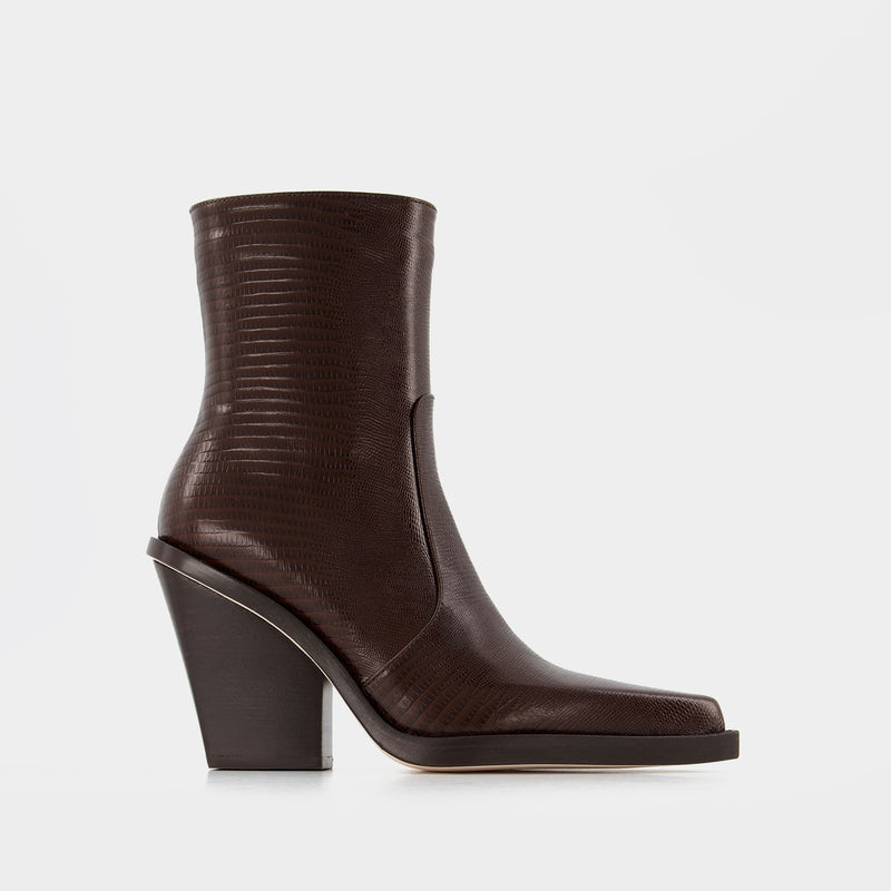Rodeo Ankle Boots in Brown Printed Leather