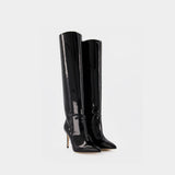 Stiletto Boots 85 in Black Patent Leather