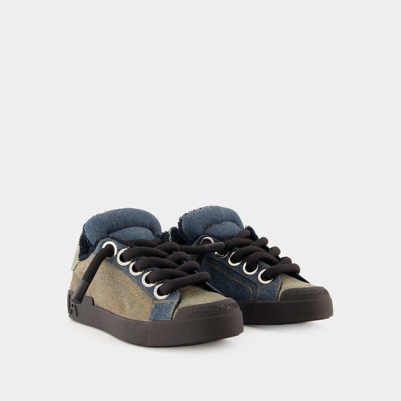 Dolce & Gabbana Portofino Denim Sneakers in Blue