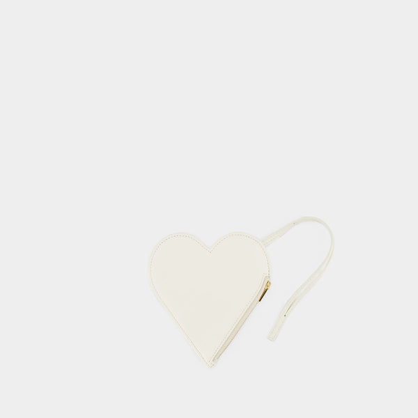 Heart Shaped Leather Coin Purse in Black - Jil Sander
