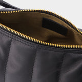 Padded Cylinder Bag in Black Leather