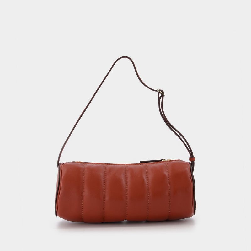 Padded Cylinder Bag in Red Leather