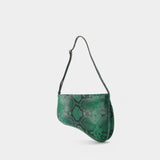 Curve Bag in Green Snake-Embossed Leather