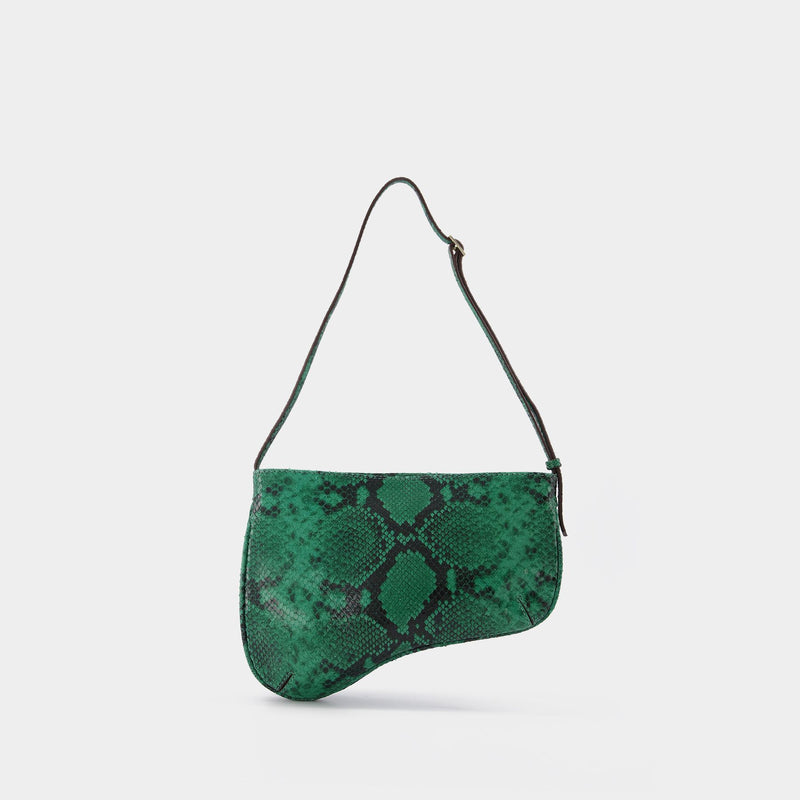 Green Python Top Handle Bag  Bags, Leather top, Top handle bag