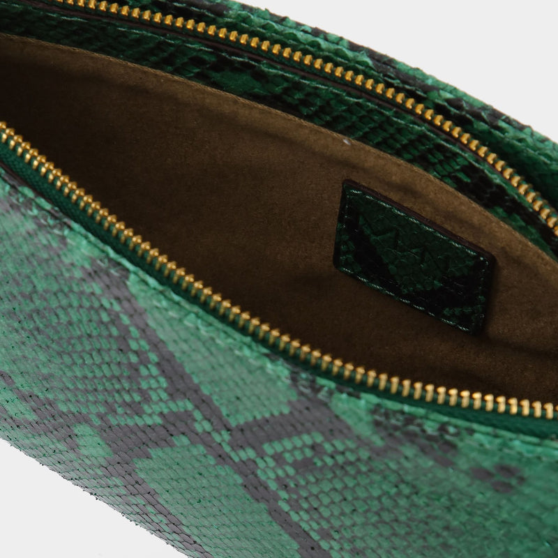 Curve Bag in Green Snake-Embossed Leather