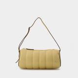 Padded Cylinder Bag in Cream Leather
