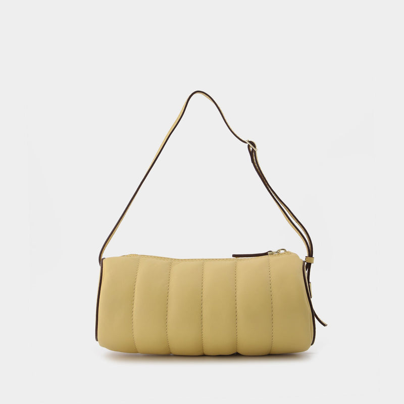 Padded Cylinder Bag in Cream Leather