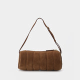 Padded Cylinder Bag in Brown Leather
