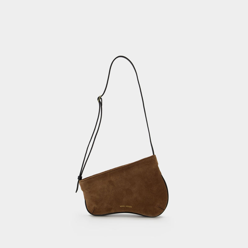 Mini Curve Hobo Bag - Manu Atelier - Mocha/Black - Leather