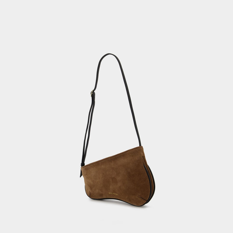 Mini Curve Hobo Bag - Manu Atelier - Mocha/Black - Leather