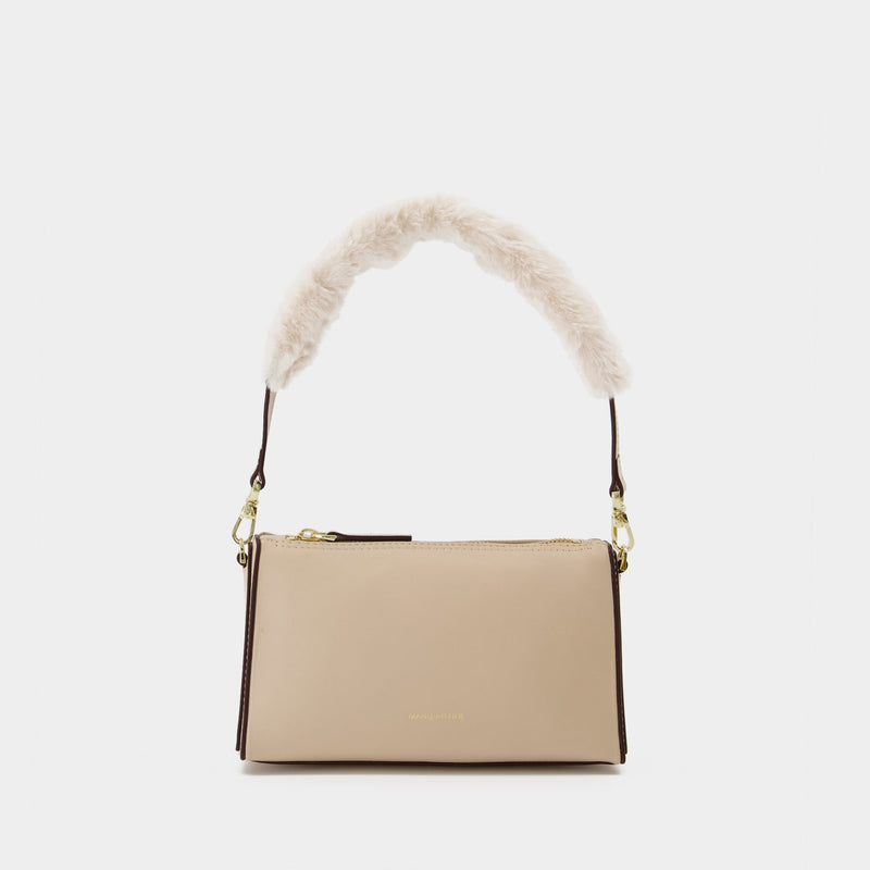 Mini Prism Bag in Ivory Leather/Faux Fur