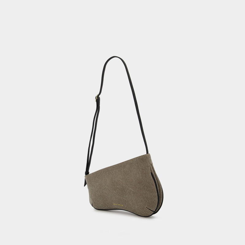 Mini Curve Hobo Bag - Manu Atelier - Grey/Black - Denim