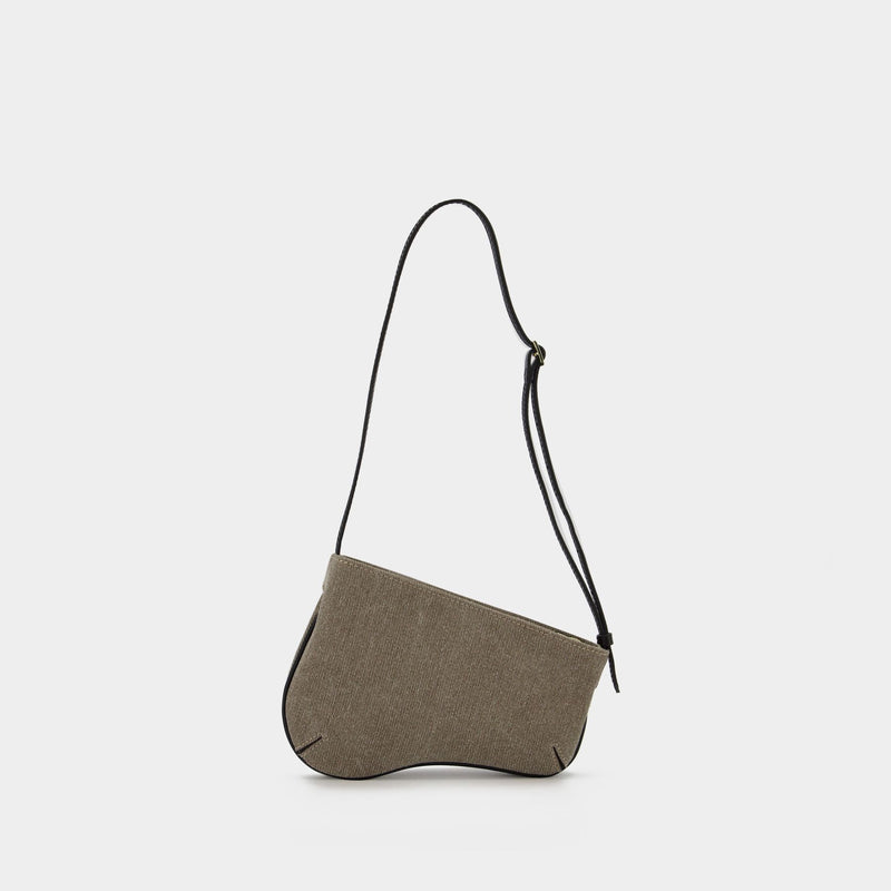 Mini Curve Hobo Bag - Manu Atelier - Grey/Black - Denim