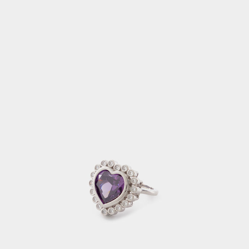 N-Dia Heart Ring 3, Purple/Gold Plated