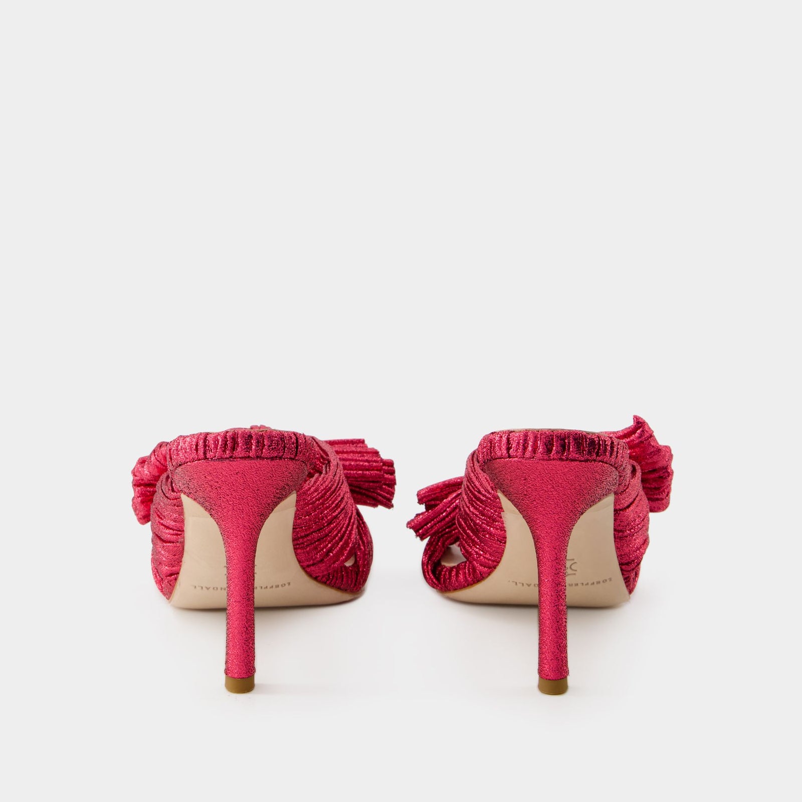 Hazel Pink Leather Knot Mule l Heeled Sandals l Footwear