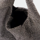 Mini Crystal Mesh Armpit Bag in Black Brass