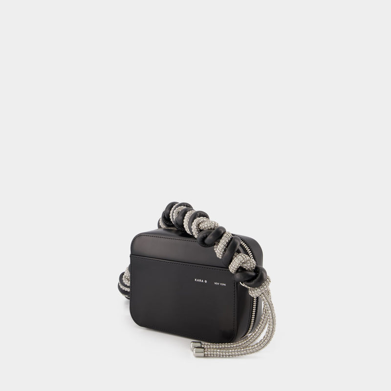 Crystal Phone Cord Camera Bag - Kara - Black - Leather