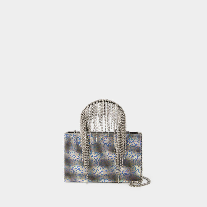 Crystal Mesh Midi Handbag - Kara - Leather - Blue Pixel