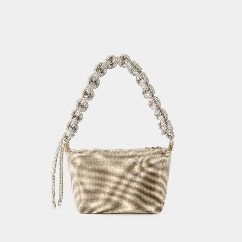 Crystal Mesh Cobra Pouch - Kara - Brass - Beige