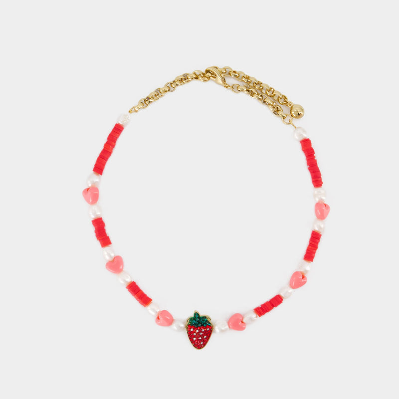 Strawberry Necklace - Shourouk - Brass - Red