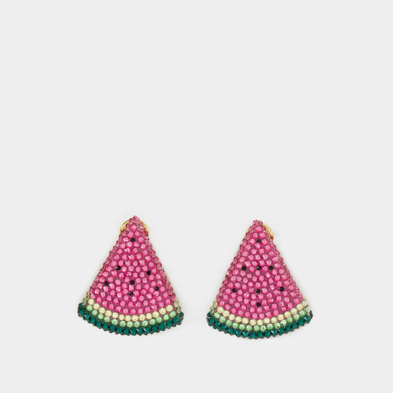 Retro Watermelon Earrings - Shourouk - Brass - Multi