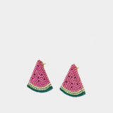 Retro Watermelon Earrings - Shourouk - Brass - Multi