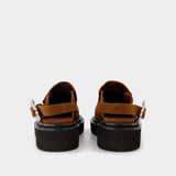 Clog Sandals in Brown Leather
