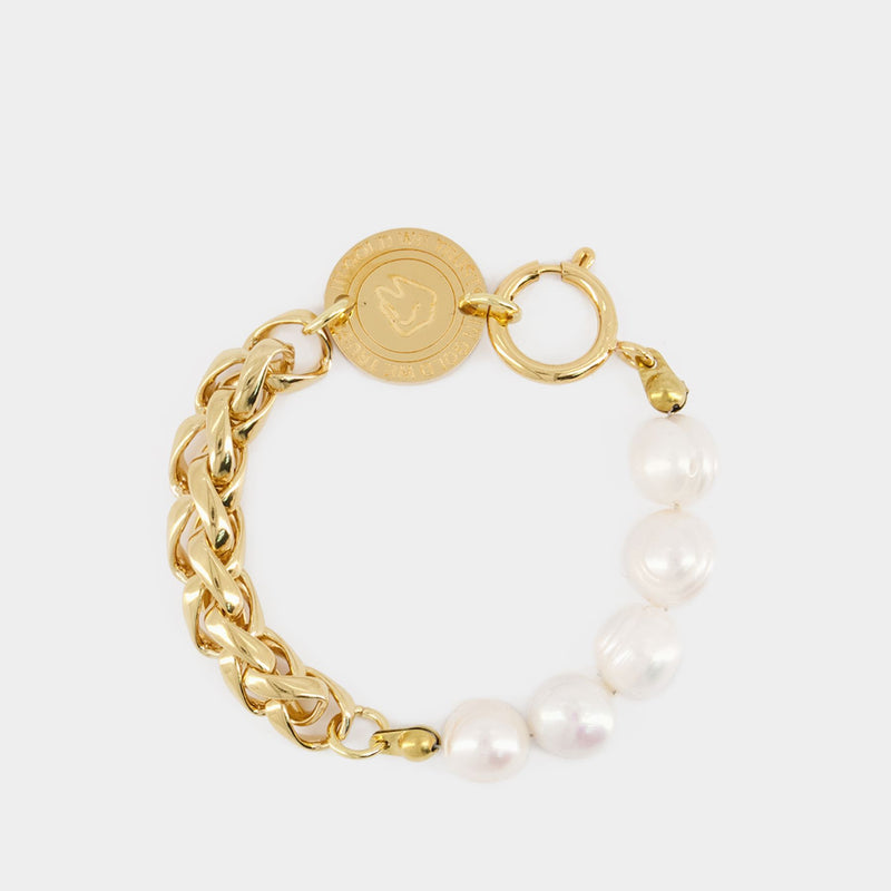 Round & Pearls Bracelet - In Gold We Trust - Gold - Brass