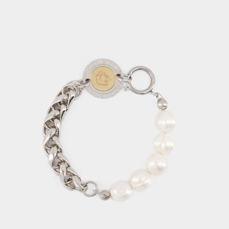 Round & Pearls Bracelet - In Gold We Trust - Palladium - Brass