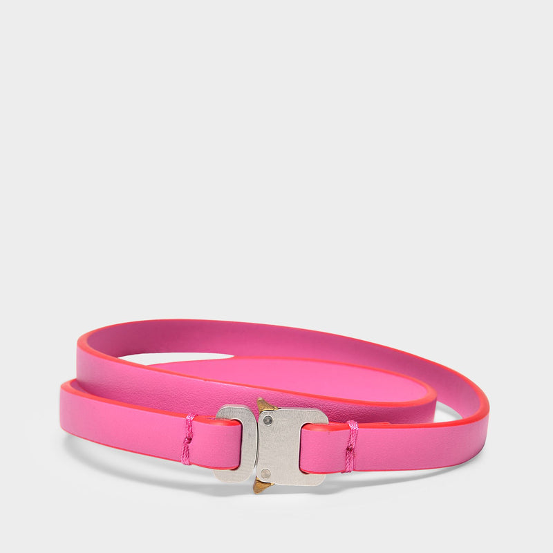 Micro Buckle Belt in Pink Leather