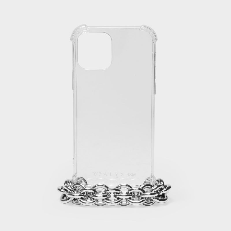 IPhone 12 Case in TPU and Silver Aluminium with Small Chain